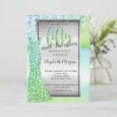 Invitation Robe élégante à paillettes vertes 50e anniversaire (Debout devant)