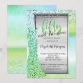 Invitation Robe élégante à paillettes vertes 50e anniversaire (Devant / Derrière)