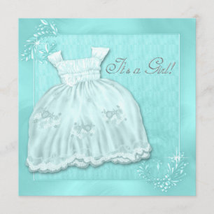 Invitation Robe élégante bleu sarcelle Baby Shower