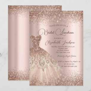 Invitation Robe élégante Confetti Rose Gold Luncheon de maria