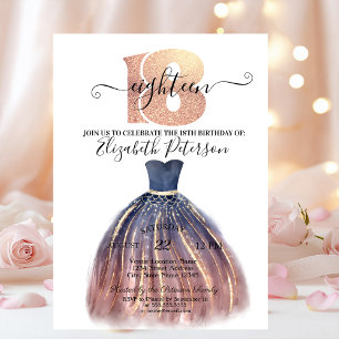 Invitation Robe Élégante de Style pour Fête des 18 Ans