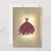 Invitation Robe élégante Diamants Or, Fête des mariées Fleurs (Dos)