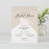 Invitation Robe élégante en perles Classy Ecru Fête des marié (Debout devant)