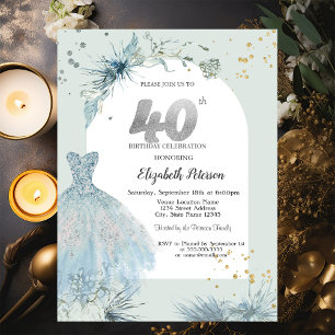 Invitation Robe Élégante Hiver 40e Anniversaire
