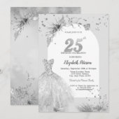 Invitation Robe Élégante Hiver Gris 25e Anniversaire (Devant / Derrière)
