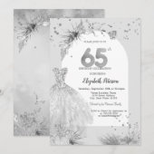 Invitation Robe Élégante Hiver Gris 65e Anniversaire (Devant / Derrière)