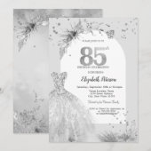 Invitation Robe Élégante Hiver Gris 85e Anniversaire (Devant / Derrière)