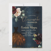 Invitation Robe élégante, Rose bleu foncé Quinceañera (Devant)