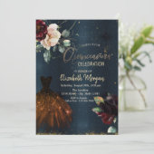 Invitation Robe élégante, Rose bleu foncé Quinceañera (Debout devant)