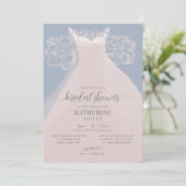 Invitation Robe élégante Rouffles Rose Bleu Fête des mariées  (Debout devant)