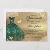 Invitation Robe émeraude d'or Quinceanera (Dos)