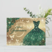 Invitation Robe émeraude verte Quinceanera (Debout devant)