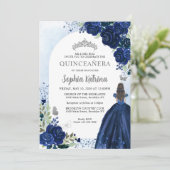 Invitation Robe en argent bleu de la marine florale Anniversa (Debout devant)