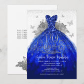 Invitation Robe en argent bleu de la marine Glam Quince Quinc (Devant / Derrière)
