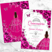 Invitation Robe en argent rose Quinceanera Fuchsia