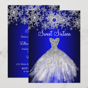 Invitation Robe en argent Royal Blue Pearl Flacon de neige Sw