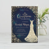 Invitation Robe en diamants Tiara Marine bleu Quinceañera (Debout devant)