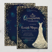Invitation Robe en diamants Tiara Marine bleu Quinceañera (Devant / Derrière)