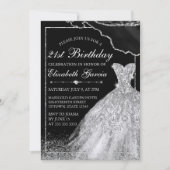 Invitation Robe et agate d'aquarelle d'argent 21e anniversair (Devant)