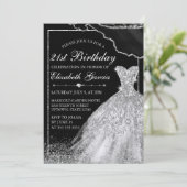 Invitation Robe et agate d'aquarelle d'argent 21e anniversair (Debout devant)