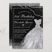 Invitation Robe et agate d'aquarelle d'argent 21e anniversair (Devant / Derrière)