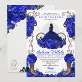 Invitation Robe et bottes Royal Blue Princess Quinceanera (Devant / Derrière)