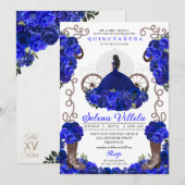 Invitation Robe et bottes Royal Blue Princess Quinceanera (Devant / Derrière)