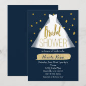 Invitation Robe et Confetti Mariage Fête des mariées bleu & o (Devant / Derrière)
