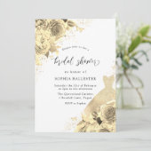Invitation Robe et Fête des mariées de fleurs dorées (Debout devant)