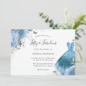 Invitation Robe et fleurs bleu Aqua 50e anniversaire (Debout devant)