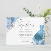 Invitation Robe et fleurs bleu Aqua 60e et fabuleux anniversa (Debout devant)