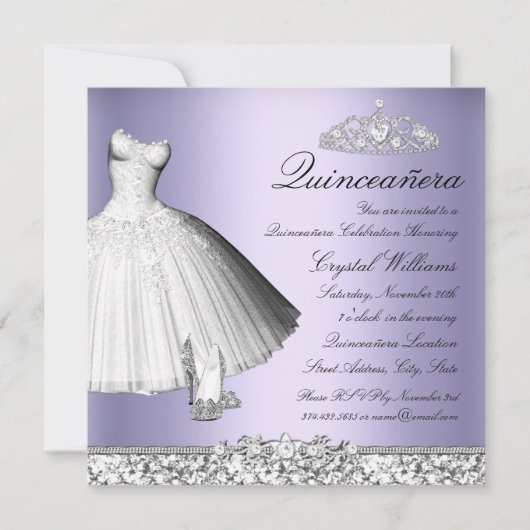Invitation Robe et talons de Parties scintillant pourpre Quin (Devant)