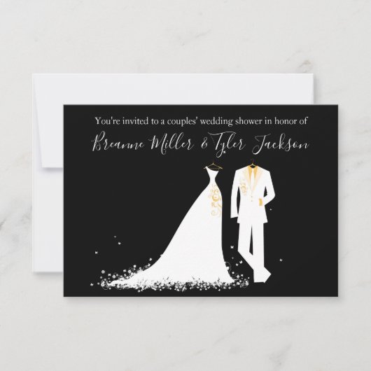 Invitation Robe et tux - Wedding shower de 3 couples sur 5 (Devant)