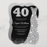 Invitation Robe étincelante de diamant 40e fête d'anniversair<br><div class="desc">Robe à étincelle de diamant 40e anniversaire Fête Black Invitation Variations à l'invitation et articles correspondants dans notre magasin</div>