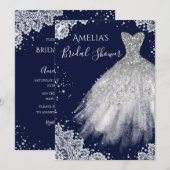 Invitation Robe étincelante dentelle blanche Fête des mariées (Devant / Derrière)