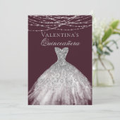 Invitation Robe étincelante en diamant argent Quinceanera (Debout devant)