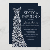 Invitation Robe étincelante en diamant blanc 60e fête d'anniv (Devant / Derrière)