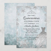 Invitation Robe étincelante Flammes de neige Blue Winter Quin (Devant / Derrière)