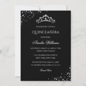 Invitation Robe étincelante Silver Black Quinceanera Invitati (Dos)