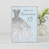 Invitation Robe étincelante Silver Blue Quinceanera Invitatio (Debout devant)