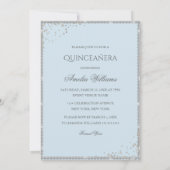 Invitation Robe étincelante Silver Blue Quinceanera Invitatio (Dos)