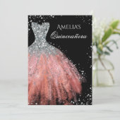Invitation Robe étincelante Silver rose Quinceanera Invitatio (Debout devant)