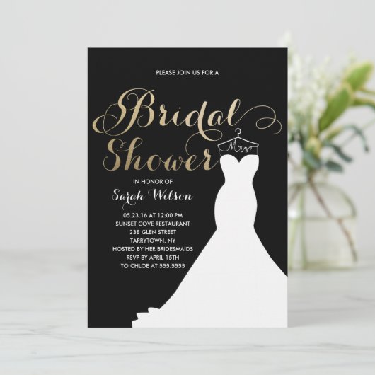 Invitation Robe Extravagante Or Couleur Personnalisée| Fête d (Debout devant)