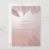 Invitation Robe feuille chic Rose or gliterie (Dos)