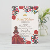Invitation Robe Fiesta mexicaine Tiara Fleurs Douce 16 (Debout devant)