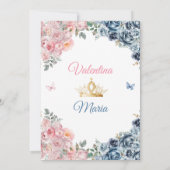 Invitation Robe fille jumelle Quinceañera 15 Anos Fleurs Or