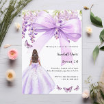 Invitation Robe fleurie arc lavande Sweet 16<br><div class="desc">Un élégant arrière - plan blanc,  décoré d'une grande lavande,  d'un arc de couleur violet,  de fleurs de glycine,  de papillons et d'une fille en robe. Personnalisez et ajoutez un nom et des détails du parti.</div>