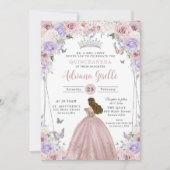 Invitation Robe florale blanche Lilac Quinceañera XV 16 (Devant)
