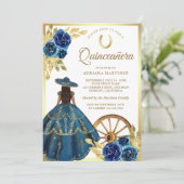 Invitation Robe Florale Bleue Charro Western Gold Quinceanera (Debout devant)