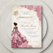Invitation Robe florale Blush Quinceañera